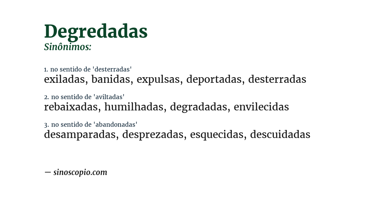 Sinônimo de degredadas