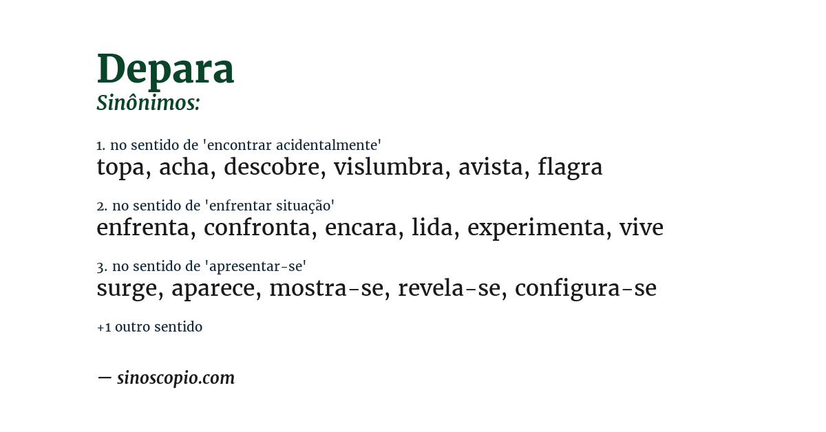 Sinônimo de depara