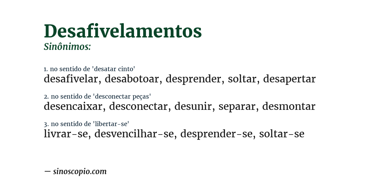Sinônimo de desafivelamentos