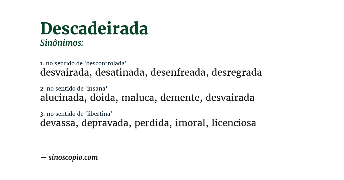 Sinônimo de descadeirada