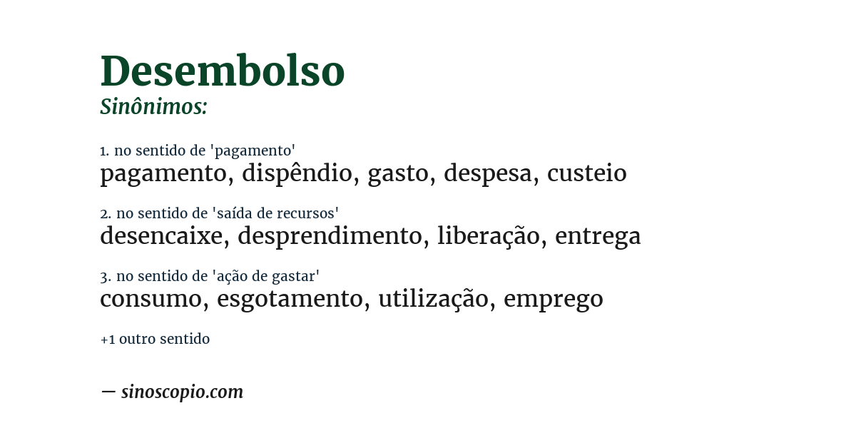 Sinônimo de desembolso