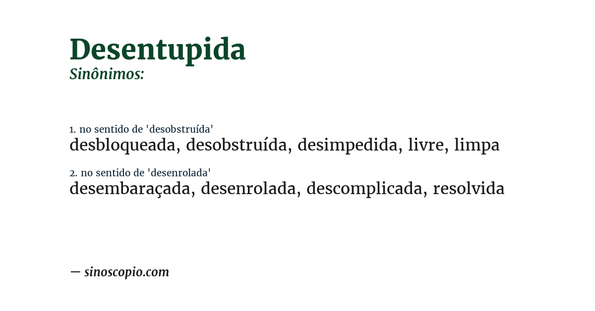 Sinônimo de desentupida