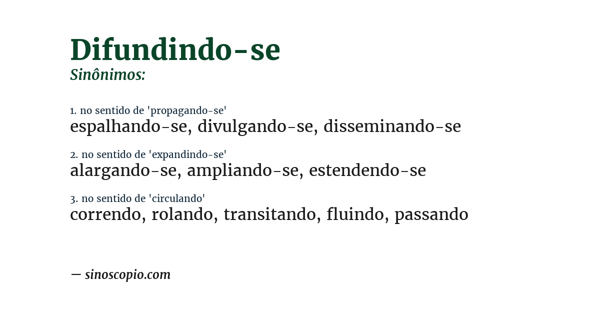 Sinônimo de difundindo-se