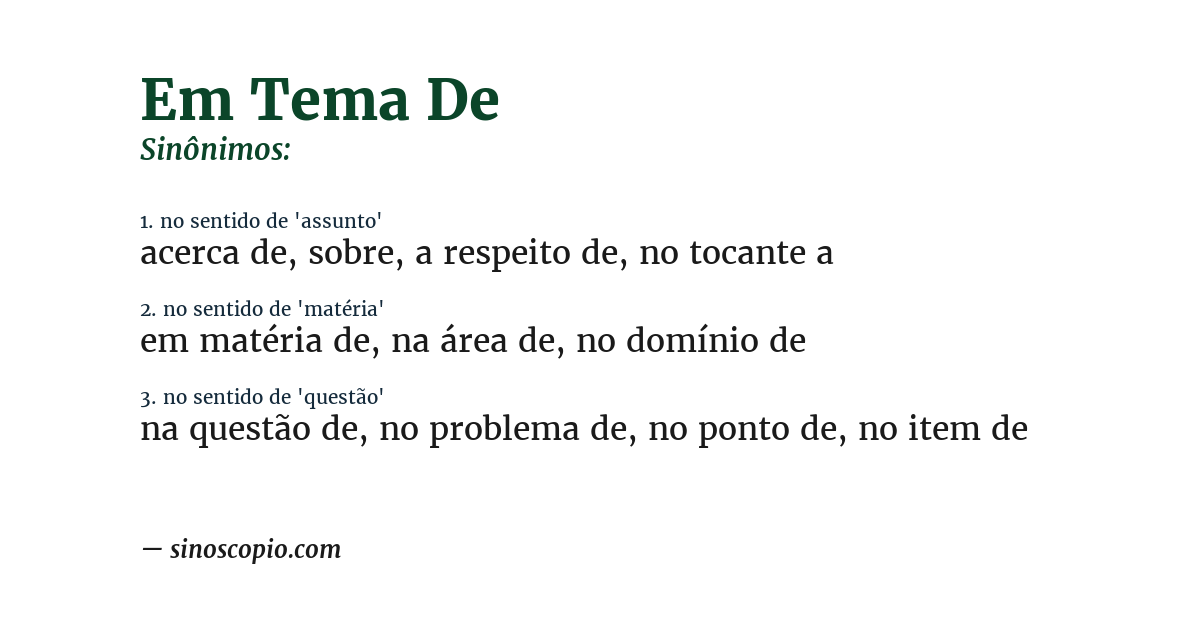 Sinônimo de em tema de