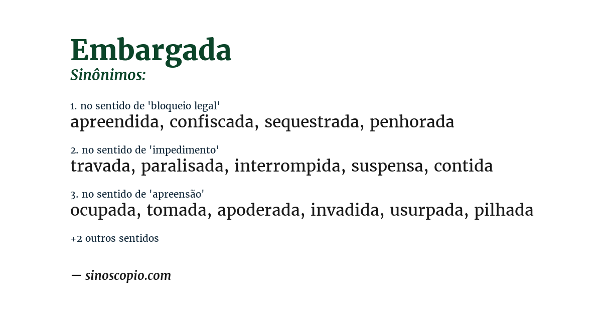 Sinônimo de embargada