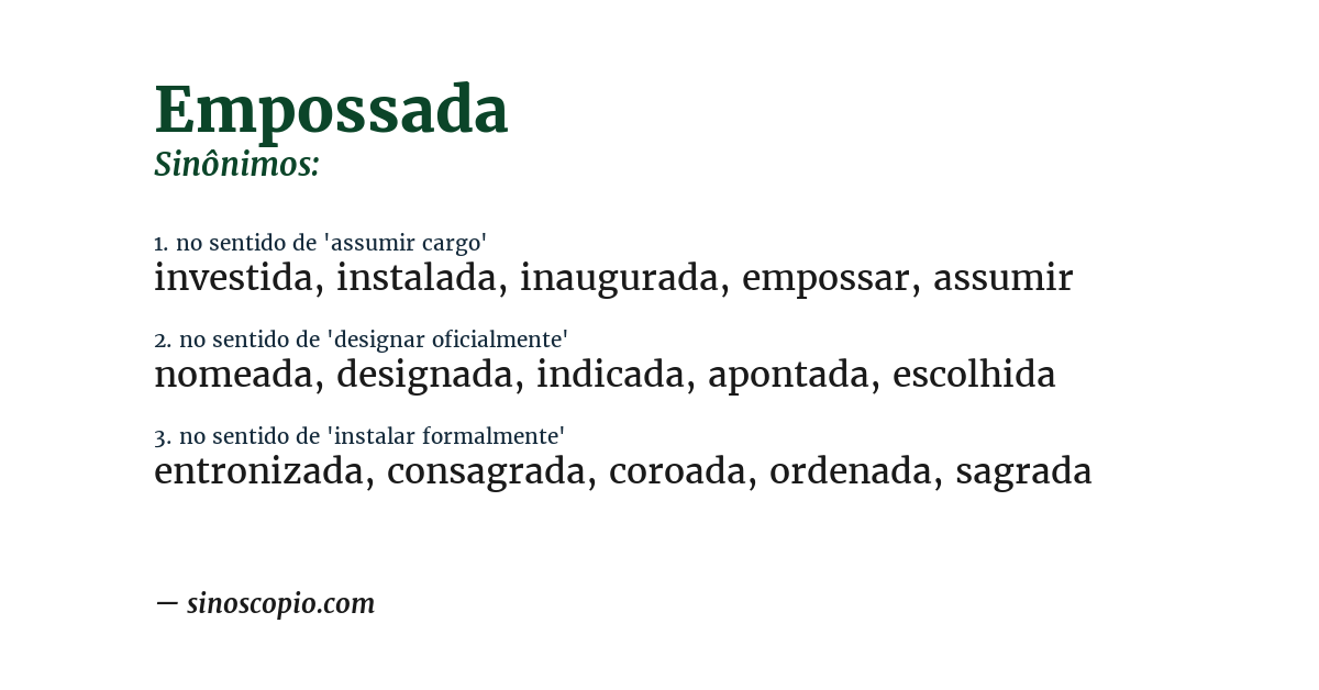 Sinônimo de empossada