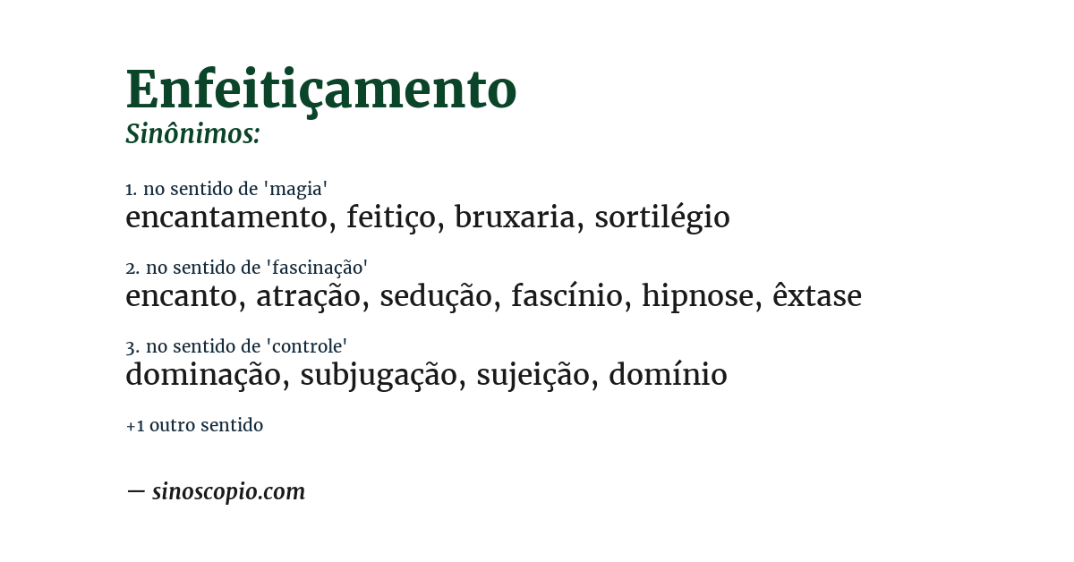 Sinônimo de enfeitiçamento