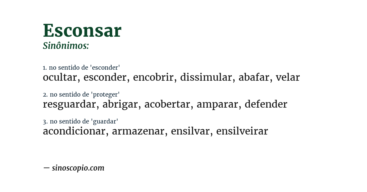 Sinônimo de esconsar