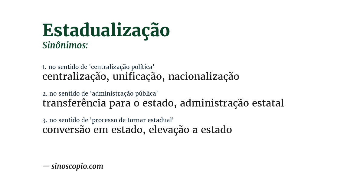 Sinônimo de estadualização