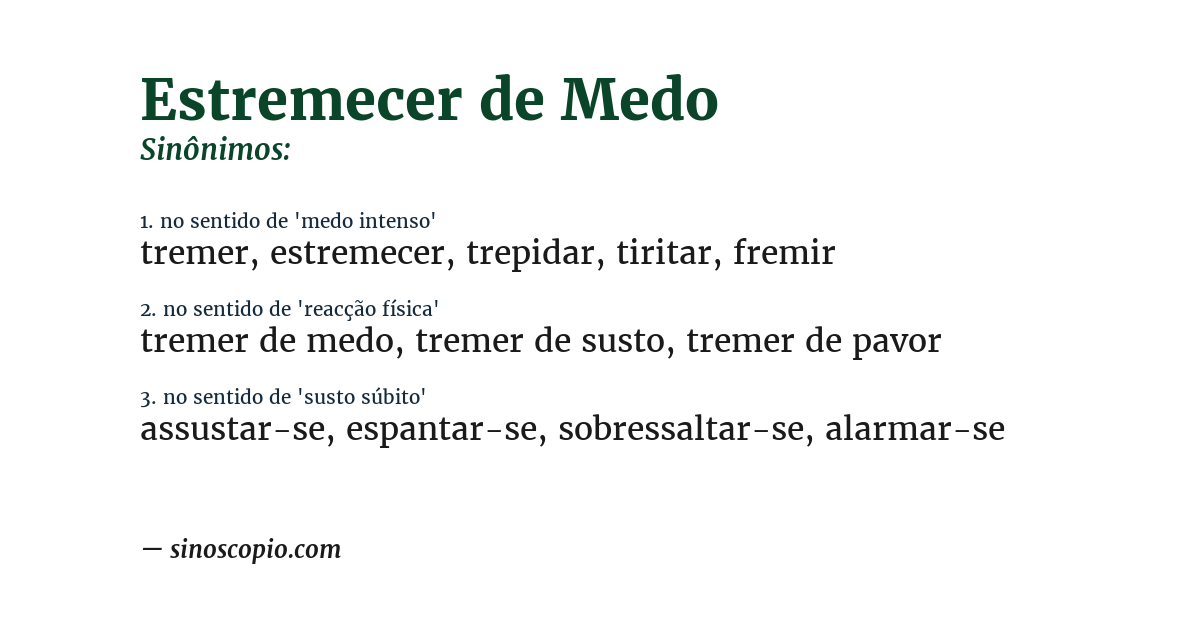 Sinônimo de estremecer de medo
