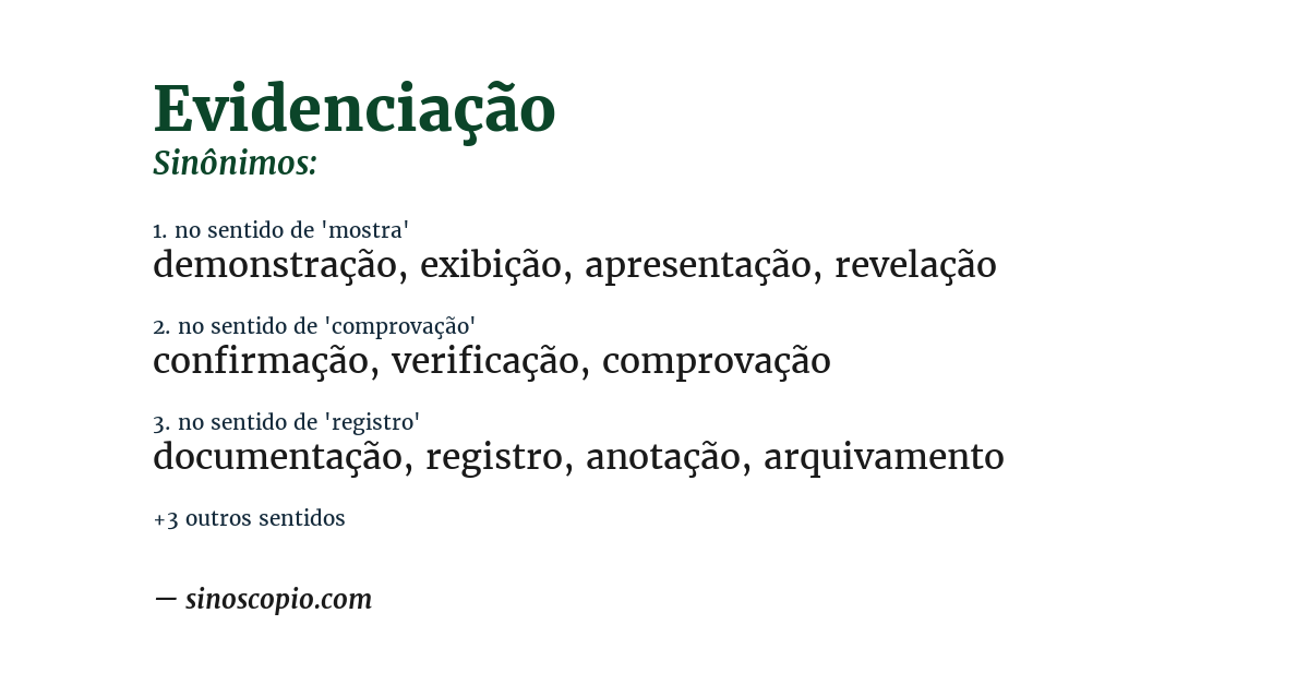 Sinônimo de evidenciação