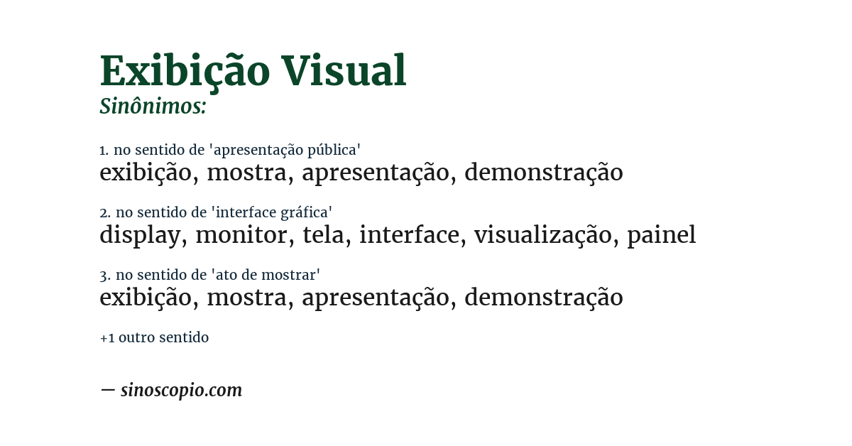 Sinônimo de exibição visual