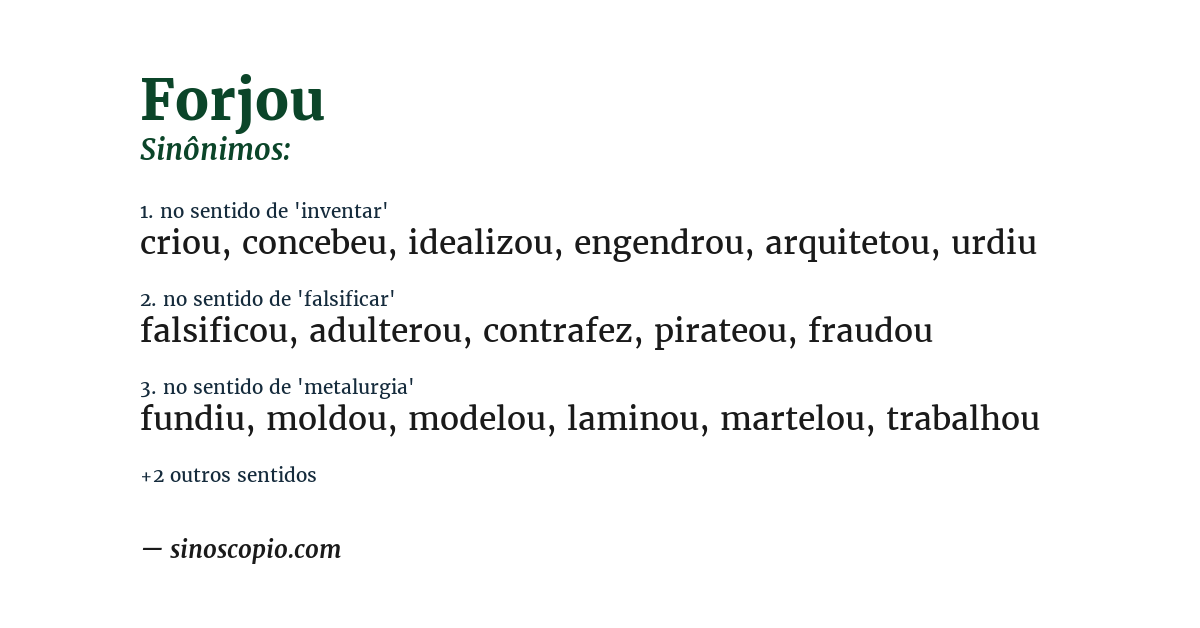 Sinônimo de forjou