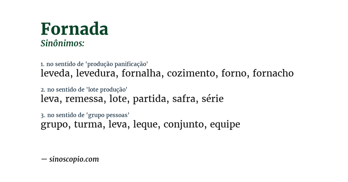 Sinônimo de fornada