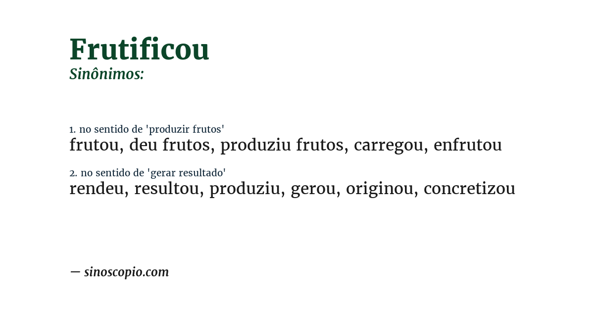 Sinônimo de frutificou