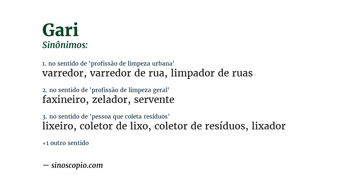 Sinônimo de gari
