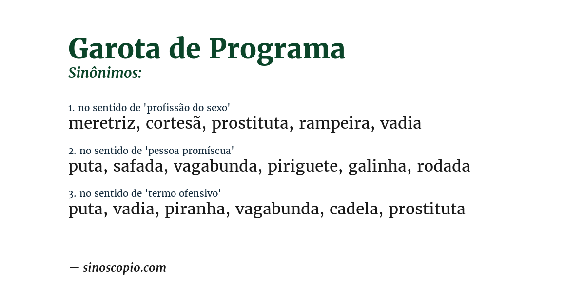 Sinônimo de garota de programa