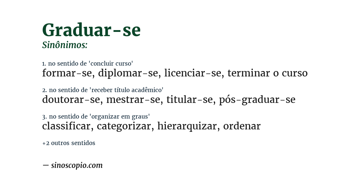Sinônimo de graduar-se