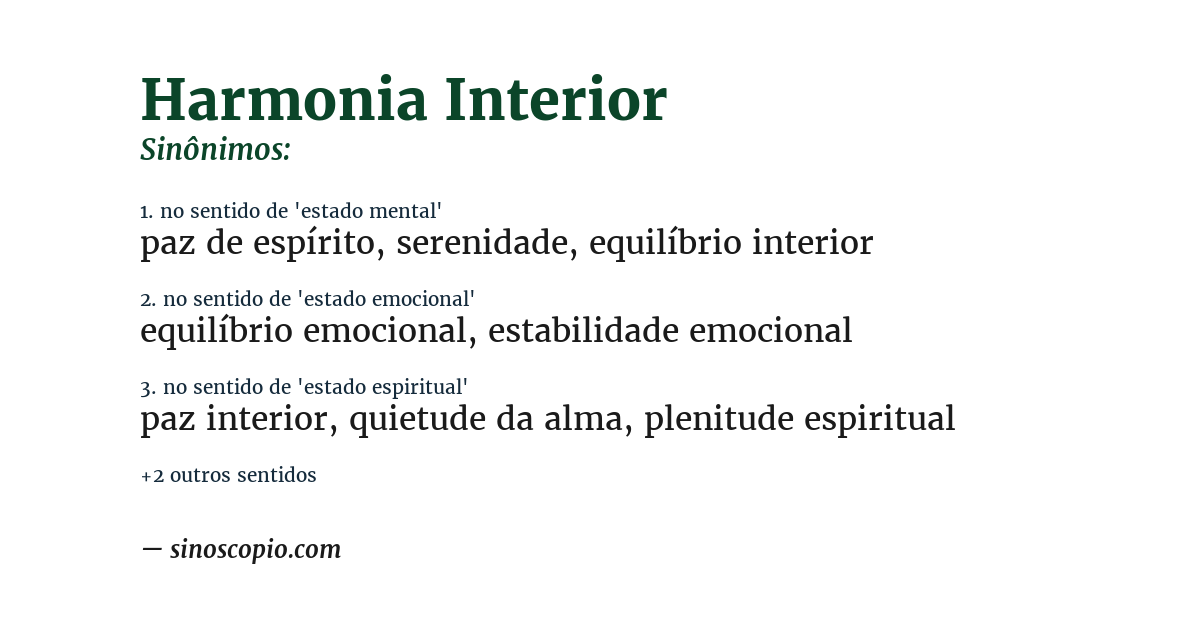 Sinônimo de harmonia interior