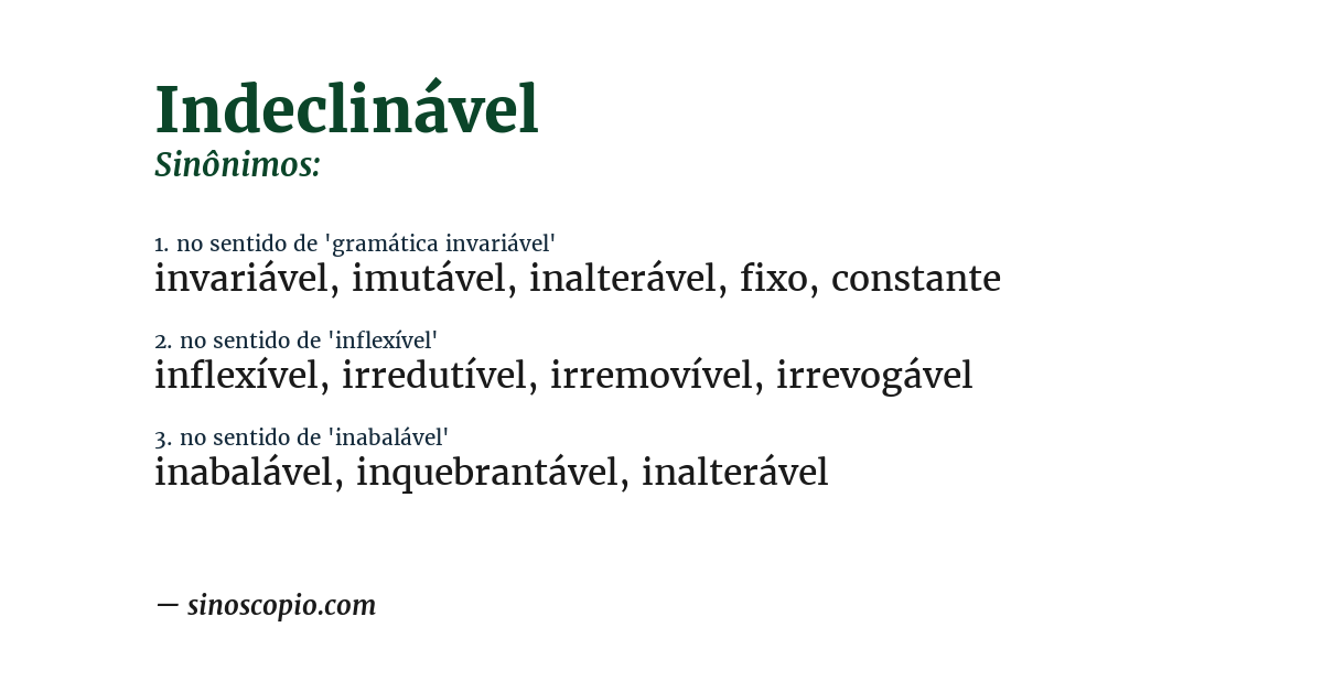 Sinônimo de indeclinável