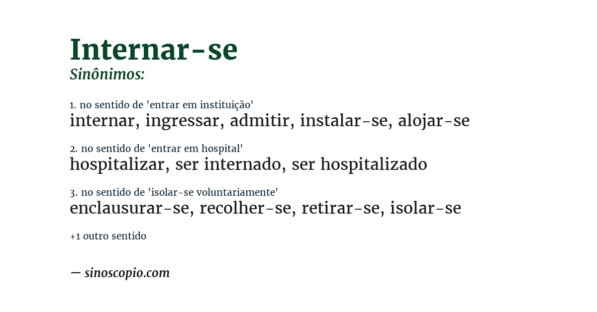 Sinônimo de internar-se