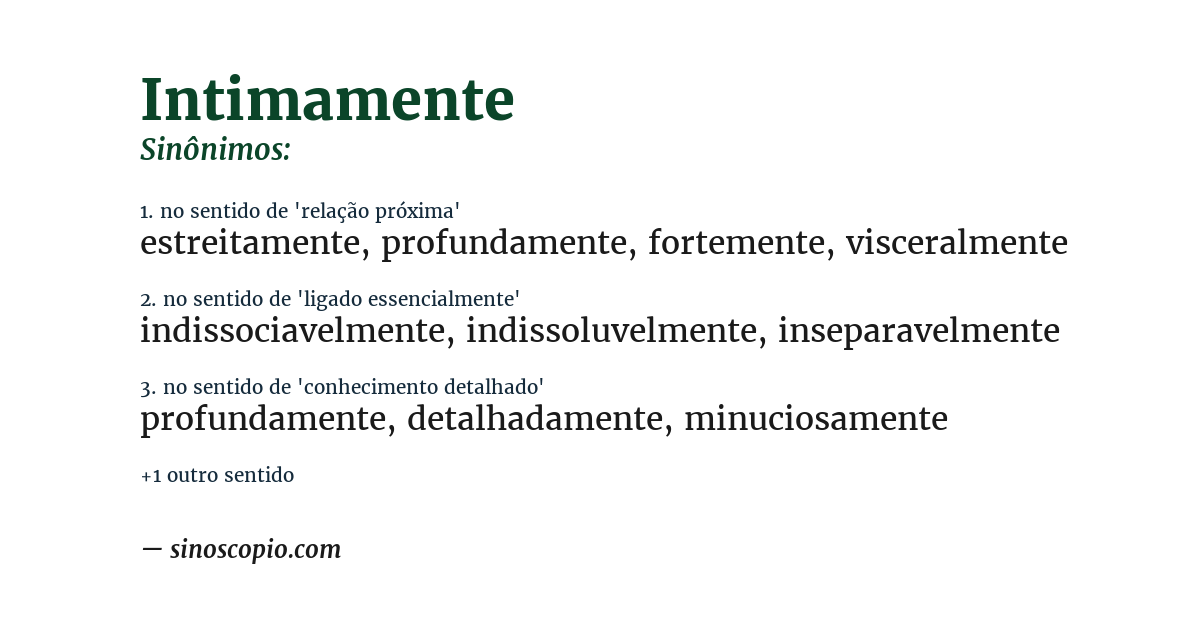 Sinônimo de intimamente