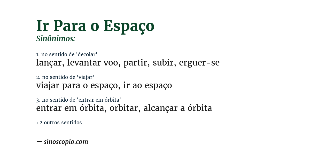 Sinônimo de ir para o espaço