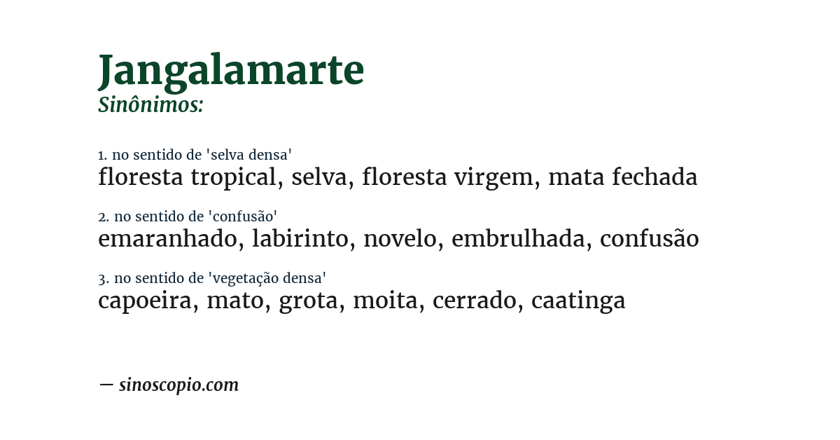 Sinônimo de jangalamarte