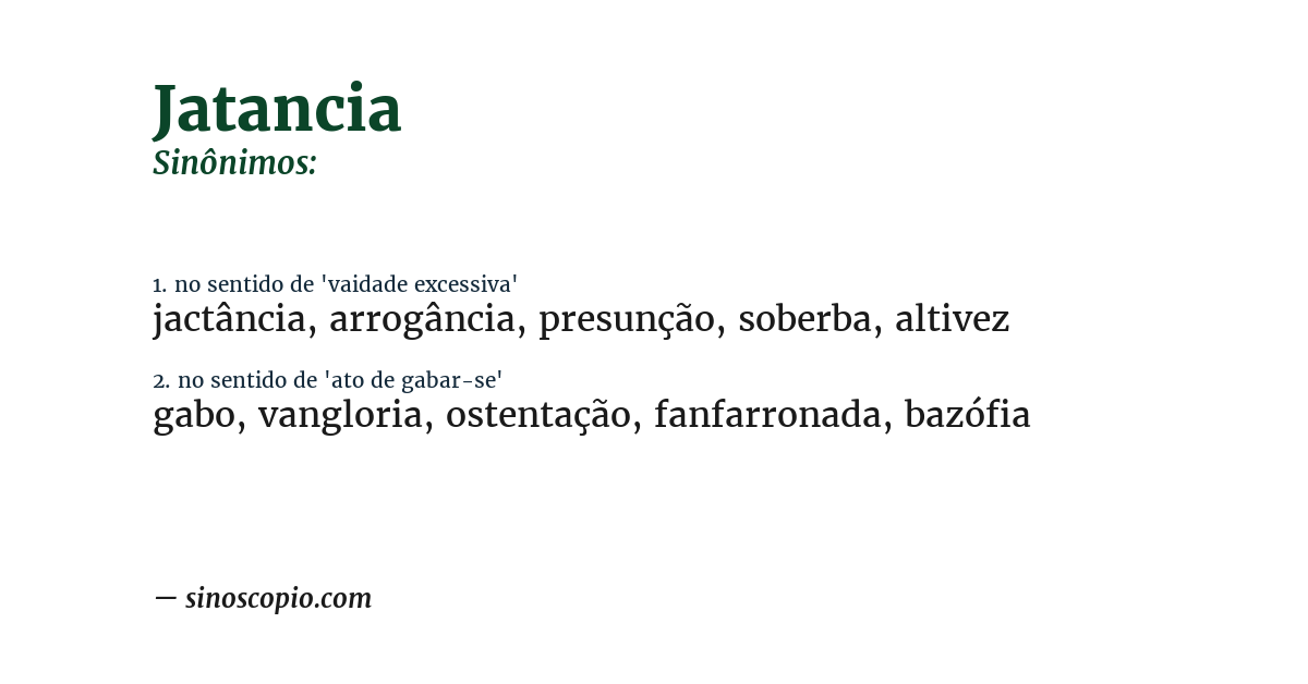 Sinônimo de jatancia