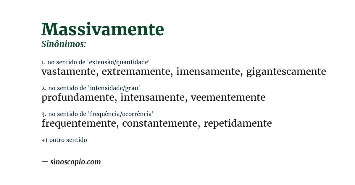 Sinônimo de massivamente