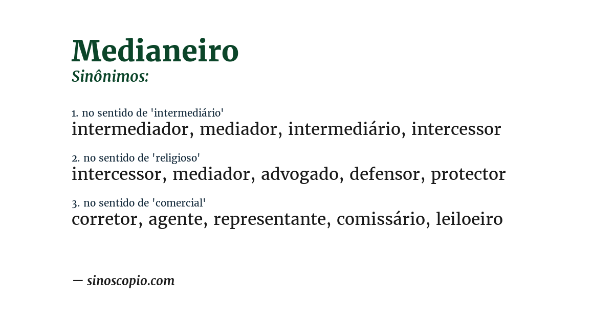 Sinônimo de medianeiro