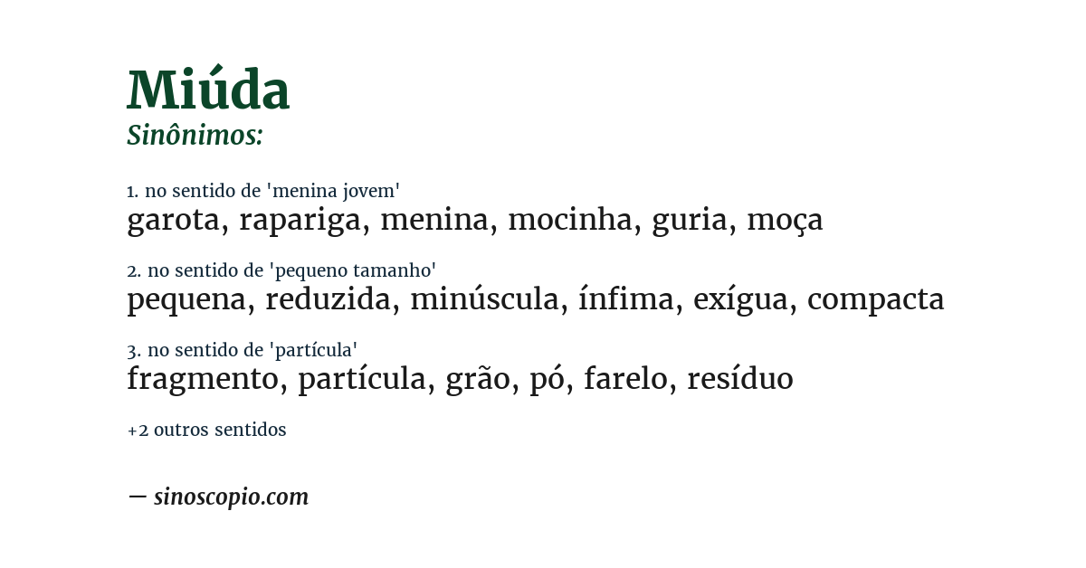 Sinônimo de miúda