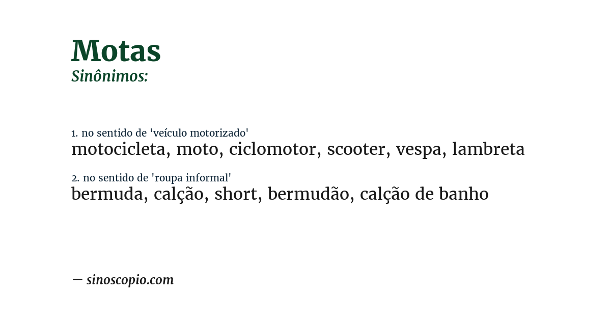 Sinônimo de motas