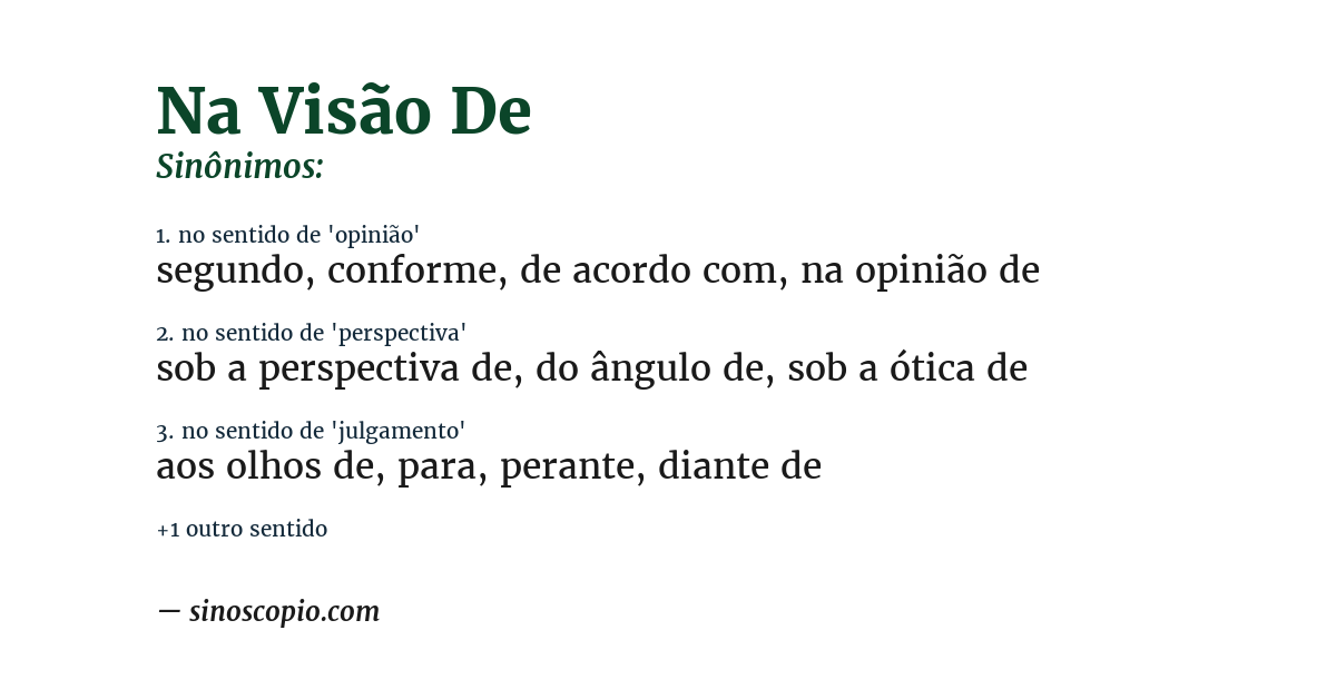 Sinônimo de na visão de