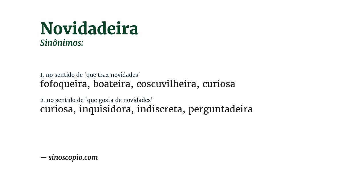 Sinônimo de novidadeira
