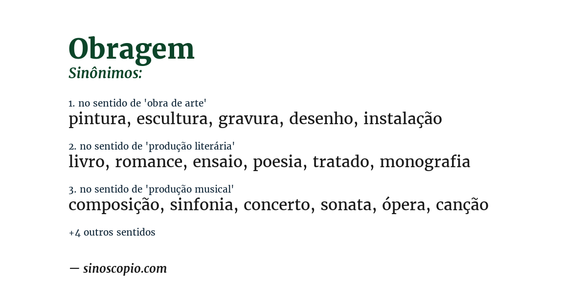 Sinônimo de obragem