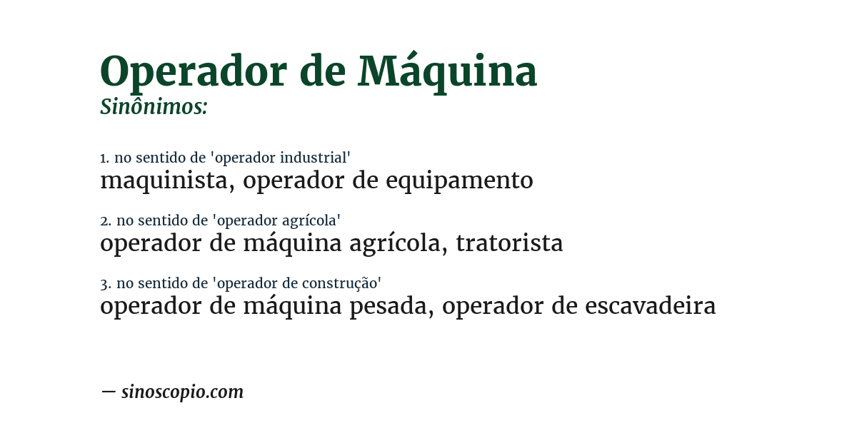 Sinônimo de operador de máquina