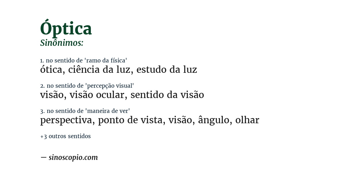 Sinônimo de óptica