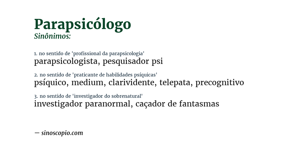 Sinônimo de parapsicólogo