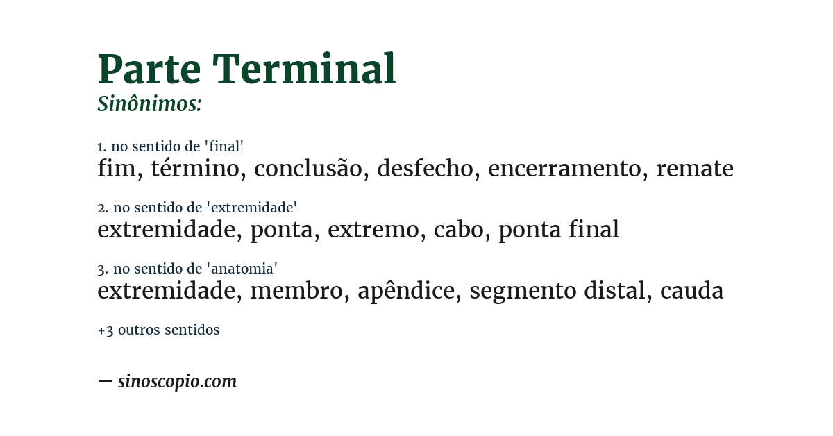 Sinônimo de parte terminal