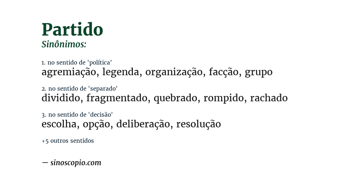 Sinônimo de partido