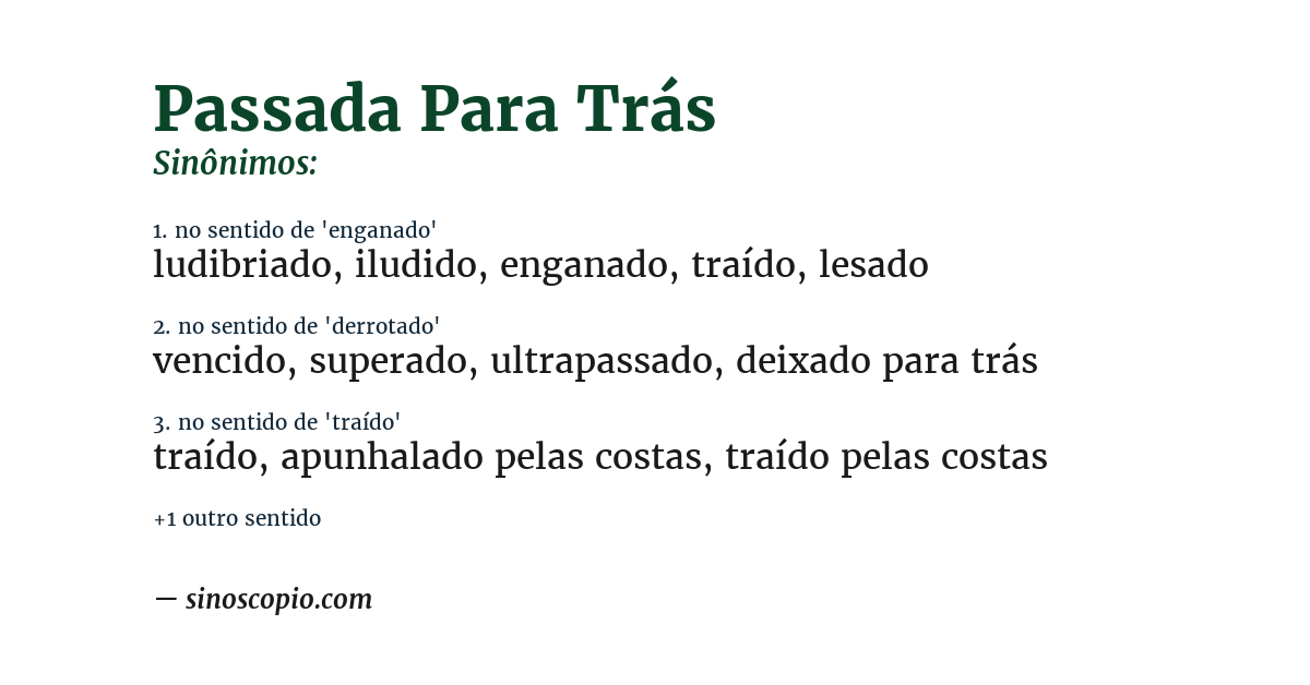 Sinônimo de passada para trás