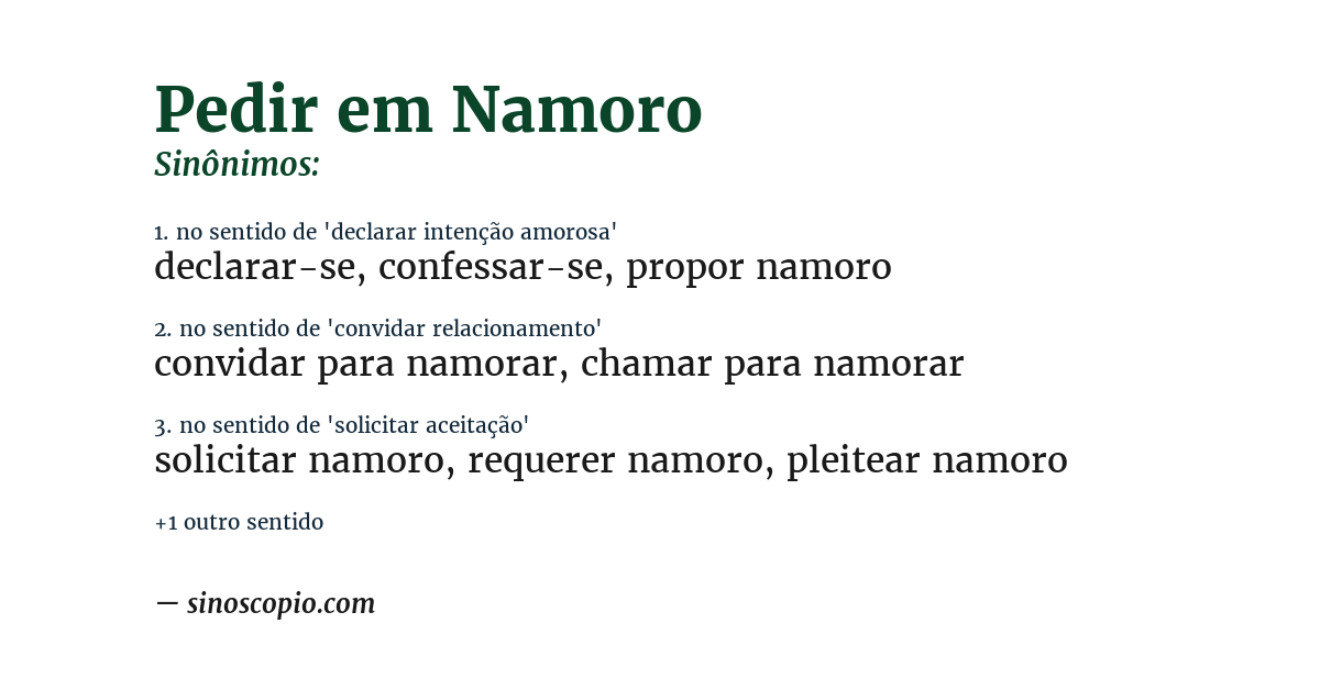 Sinônimo de pedir em namoro