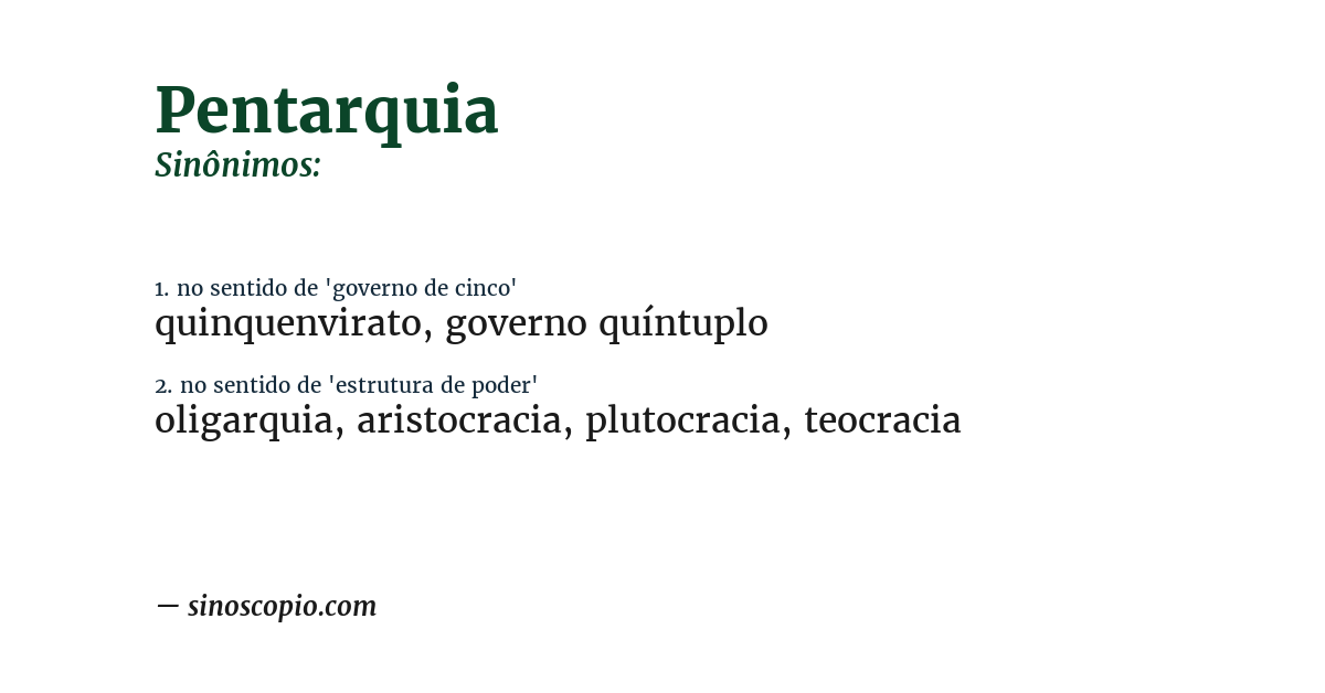 Sinônimo de pentarquia