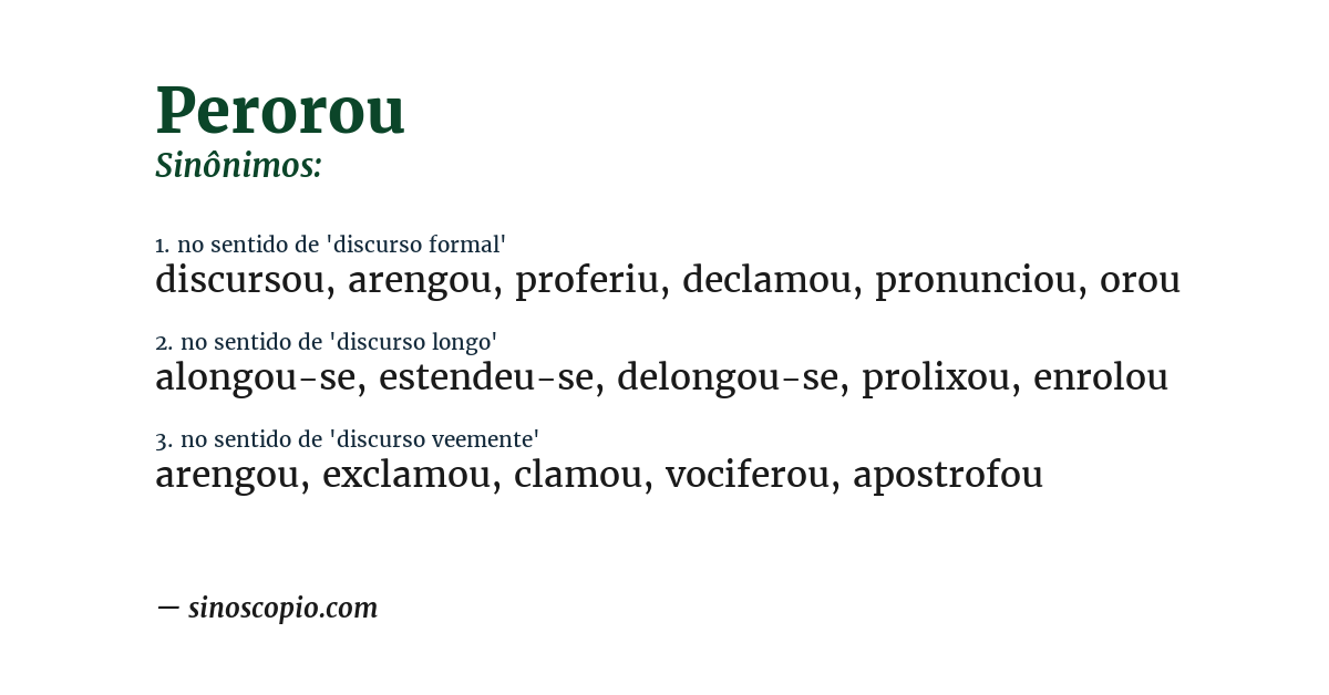 Sinônimo de perorou