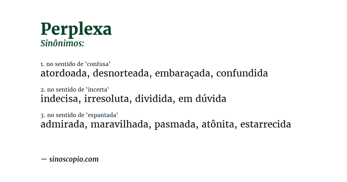 Sinônimo de perplexa