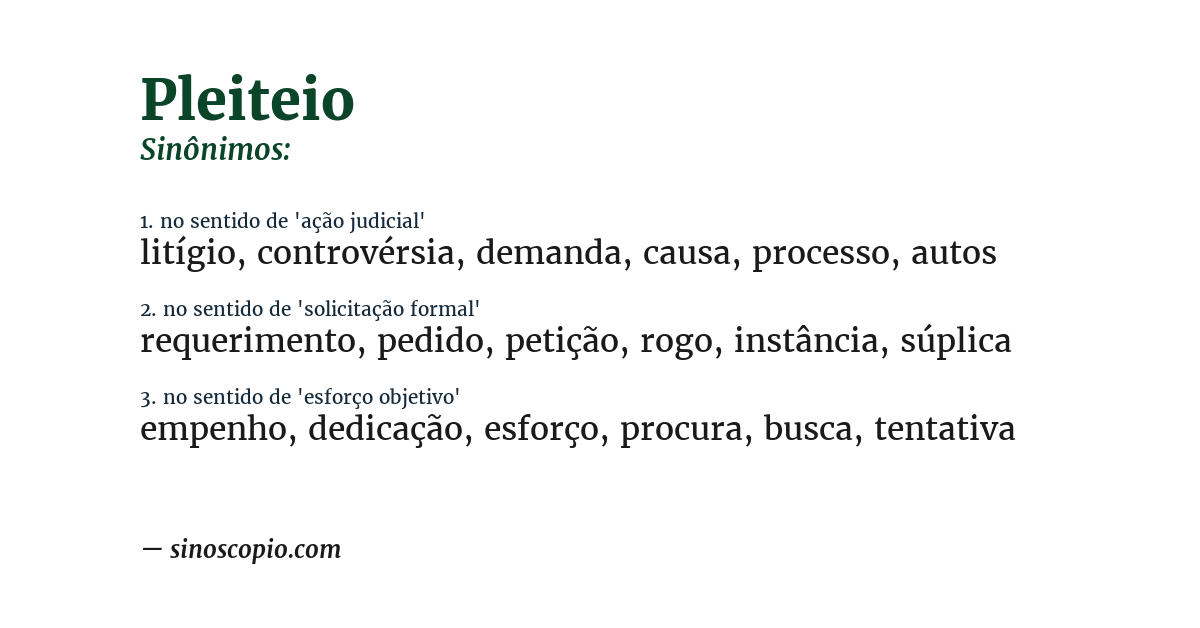 Sinônimo de pleiteio