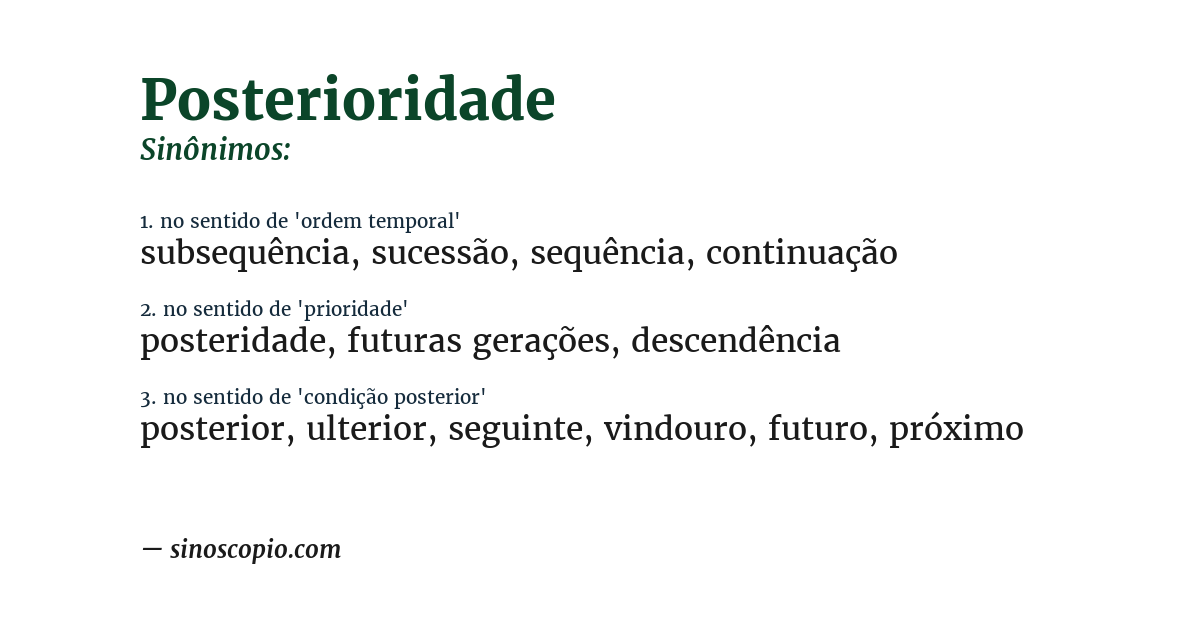 Sinônimo de posterioridade