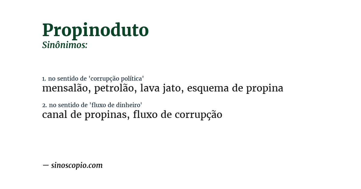 Sinônimo de propinoduto