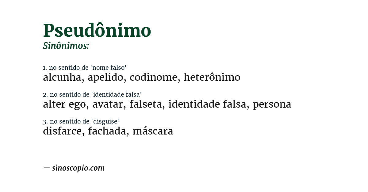 Sinônimo de pseudônimo